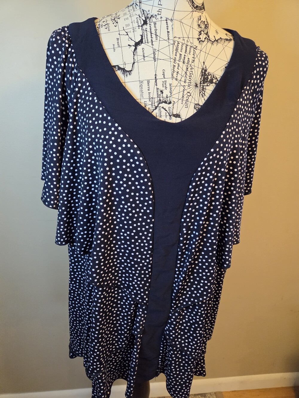 CJ Banks 3X Navy Blue White Polka Dot